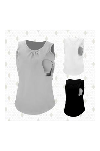 Bmom Hamilelik ve Emzirme Bluzu - Gri - 4
