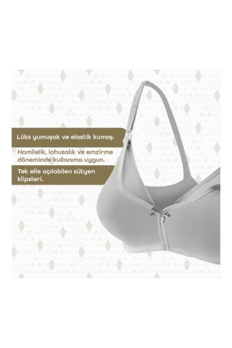 Bmom Hamilelik ve Emzirme Sütyeni - Gri - 4