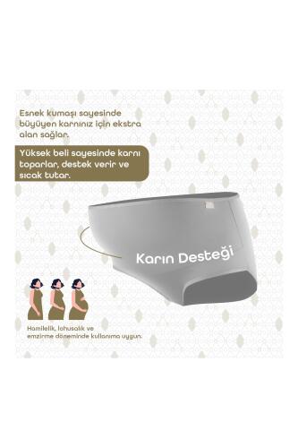 Bmom Yüksek Bel Hamilelik ve Lohusalık Külodu - Gri - 5