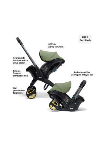 Doona i Bebek Arabasına Dönüşen i-Size Ana Kucağı Oto Koltuğu Isofix Baza Hediyeli - Desert Green - 3