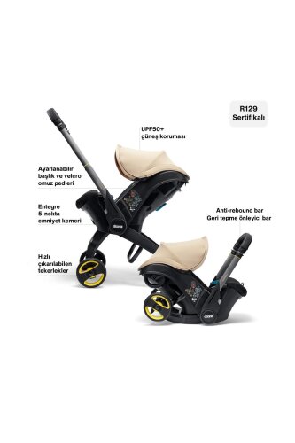 Doona i Bebek Arabasına Dönüşen i-Size Ana Kucağı Oto Koltuğu Isofix Baza Hediyeli - Sahara Sand - 3
