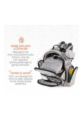 Gezenbebe Çok Fonksiyonlu Kişiselleştirilebilir Bebekli Aile Bebek Bakım Sırt Çantası Grey - 3