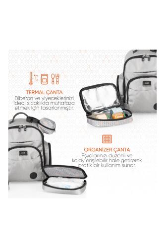 Gezenbebe Çok Fonksiyonlu Kişiselleştirilebilir Bebekli Aile Bebek Bakım Sırt Çantası Grey - 4