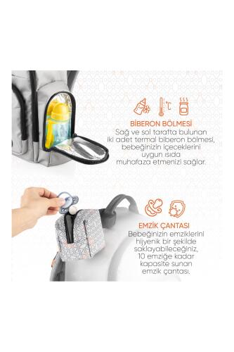 Gezenbebe Çok Fonksiyonlu Kişiselleştirilebilir Bebekli Aile Bebek Bakım Sırt Çantası Grey - 5