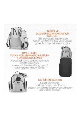 Gezenbebe Çok Fonksiyonlu Kişiselleştirilebilir Bebekli Aile Bebek Bakım Sırt Çantası Grey - 9