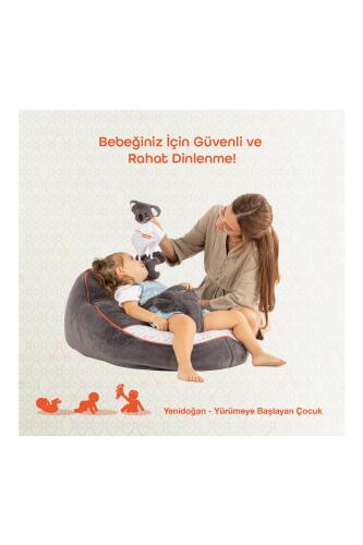 Gezenbebe Comfy Dolgulu Bebek Pufu - Charcoal - 4