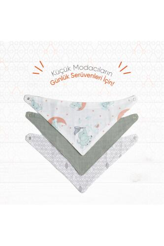 Gezenbebe Hero 3'lü Bebek-Çocuk Fular Önlük Seti Elephant - 7
