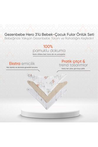 Gezenbebe Hero 3'lü Bebek-Çocuk Fular Önlük Seti Teddy - 5