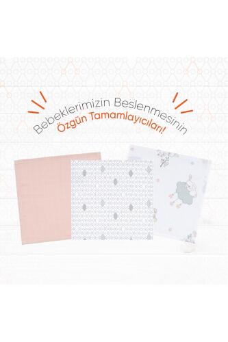 Gezenbebe Hero 3'lü Müslin Ağız ve Omuz Bezi Seti (30x30) Bunny - 6