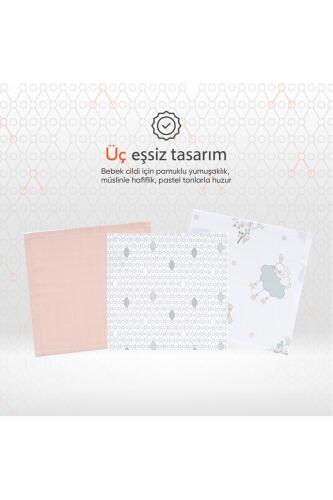 Gezenbebe Hero 3'lü Müslin Ağız ve Omuz Bezi Seti (30x30) Bunny - 8