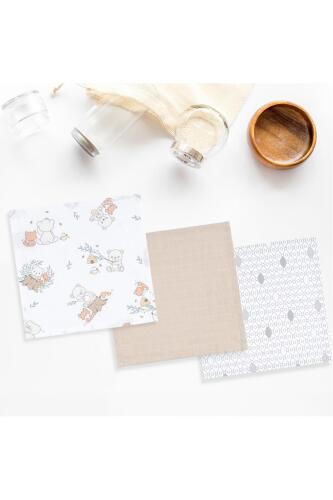 Gezenbebe Hero 3'lü Müslin Ağız ve Omuz Bezi Seti (30x30) Teddy - 11