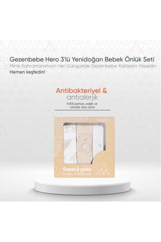 Gezenbebe Hero 3'lü Yenidoğan Bebek Önlük Seti Teddy - 8