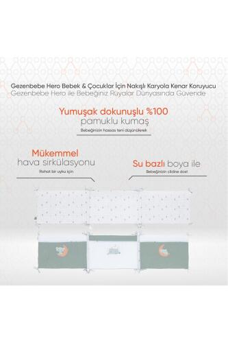 Gezenbebe Hero Bebek & Çocuklar İçin Nakışlı Karyola Kenar Koruyucu (40X180) Elephant - 2
