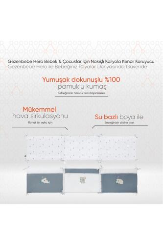 Gezenbebe Hero Bebek & Çocuklar İçin Nakışlı Karyola Kenar Koruyucu (40X180) Koala - 2