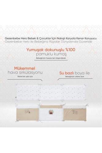 Gezenbebe Hero Bebek & Çocuklar İçin Nakışlı Karyola Kenar Koruyucu (40X180) Teddy - 2