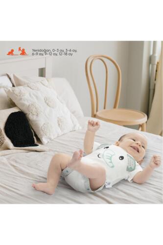 Gezenbebe Hero Bebekler İçin Nakışlı Kısa Kol Body - Elephant - 28