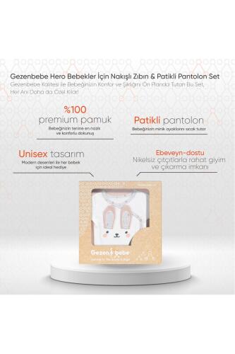 Gezenbebe Hero Bebekler İçin Nakışlı Zıbın & Patikli Pantolon Set - Bunny - 10