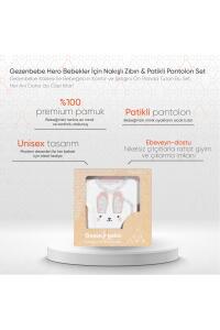 Gezenbebe Hero Bebekler İçin Nakışlı Zıbın & Patikli Pantolon Set - Bunny - 2