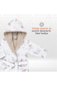 Gezenbebe Hero Desenli Müslin & Havlu Bebek Çocuk Bornozu - Teddy - 5