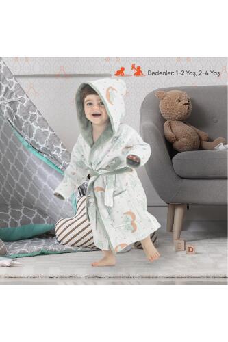 Gezenbebe Hero Desenli Müslin & Havlu Bebek Çocuk Bornozu - Teddy - 6