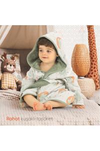 Gezenbebe Hero Desenli Müslin & Havlu Bebek Çocuk Bornozu - Teddy - 7