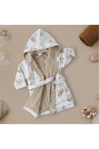 Gezenbebe Hero Desenli Müslin & Havlu Bebek Çocuk Bornozu - Teddy - 8