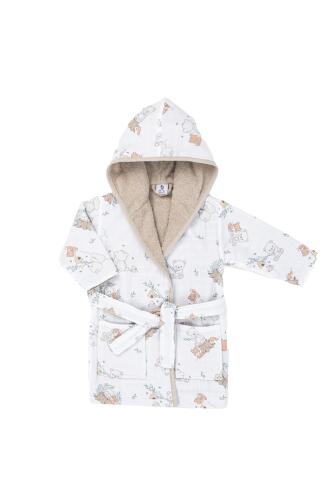Gezenbebe Hero Desenli Müslin & Havlu Bebek Çocuk Bornozu - Teddy - 11