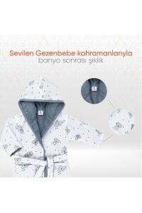 Gezenbebe Hero Desenli Müslin & Havlu Bebek Çocuk Bornozu - Koala - 14