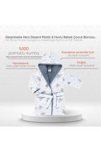 Gezenbebe Hero Desenli Müslin & Havlu Bebek Çocuk Bornozu - Koala - 2