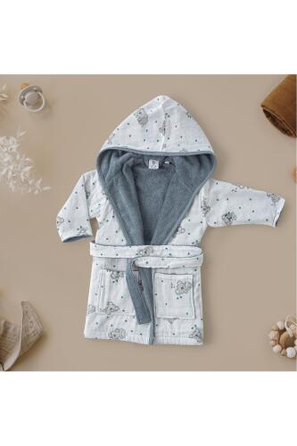 Gezenbebe Hero Desenli Müslin & Havlu Bebek Çocuk Bornozu - Koala - 8