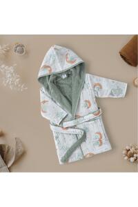 Gezenbebe Hero Desenli Müslin & Havlu Bebek Çocuk Bornozu - Elephant - 28