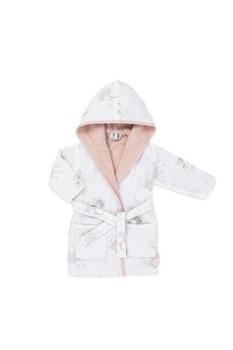 Gezenbebe Hero Desenli Müslin & Havlu Bebek Çocuk Bornozu - Bunny - 1