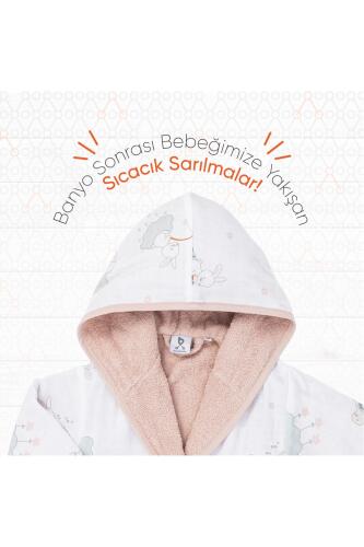 Gezenbebe Hero Desenli Müslin & Havlu Bebek Çocuk Bornozu - Bunny - 3