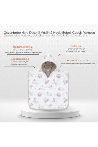 Gezenbebe Hero Desenli Müslin & Havlu Bebek Çocuk Pançosu Teddy - 2