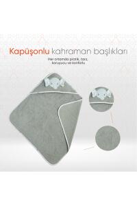 Gezenbebe Hero Kahraman Başlıklı Bebek & Çocuk Kurulama Havlusu Elephant - 3