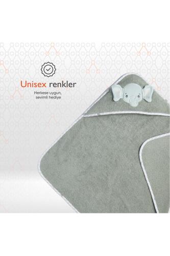 Gezenbebe Hero Kahraman Başlıklı Bebek & Çocuk Kurulama Havlusu Elephant - 5