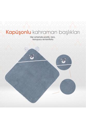 Gezenbebe Hero Kahraman Başlıklı Bebek & Çocuk Kurulama Havlusu Koala - 3