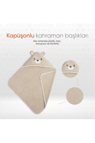 Gezenbebe Hero Kahraman Başlıklı Bebek & Çocuk Kurulama Havlusu Teddy - 3