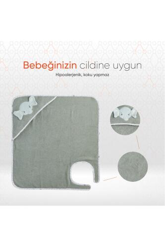 Gezenbebe Hero Kahraman Başlıklı Kundak Bebek Havlusu Elephant - 3