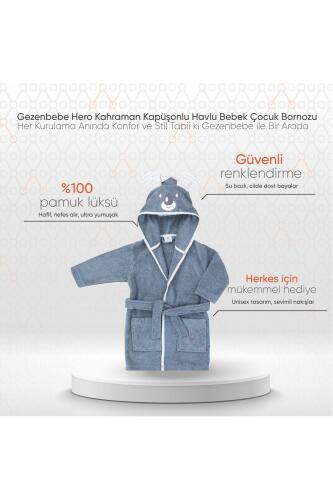 Gezenbebe Hero Kahraman Kapüşonlu Havlu Bebek Çocuk Bornozu - Koala - 13