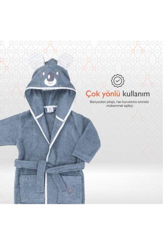 Gezenbebe Hero Kahraman Kapüşonlu Havlu Bebek Çocuk Bornozu - Koala - 4