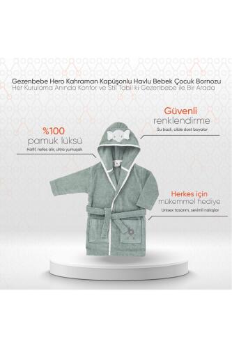 Gezenbebe Hero Kahraman Kapüşonlu Havlu Bebek Çocuk Bornozu - Elephant - 2