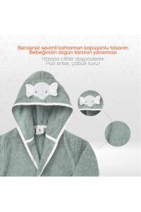 Gezenbebe Hero Kahraman Kapüşonlu Havlu Bebek Çocuk Bornozu - Elephant - 3