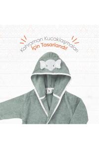 Gezenbebe Hero Kahraman Kapüşonlu Havlu Bebek Çocuk Bornozu - Elephant - 5