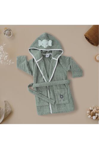 Gezenbebe Hero Kahraman Kapüşonlu Havlu Bebek Çocuk Bornozu - Elephant - 9