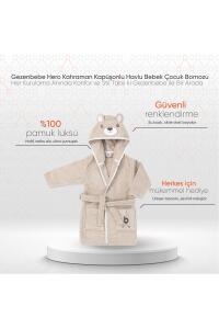 Gezenbebe Hero Kahraman Kapüşonlu Havlu Bebek Çocuk Bornozu - Teddy - 2