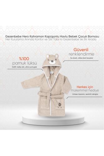 Gezenbebe Hero Kahraman Kapüşonlu Havlu Bebek Çocuk Bornozu - Teddy - 2