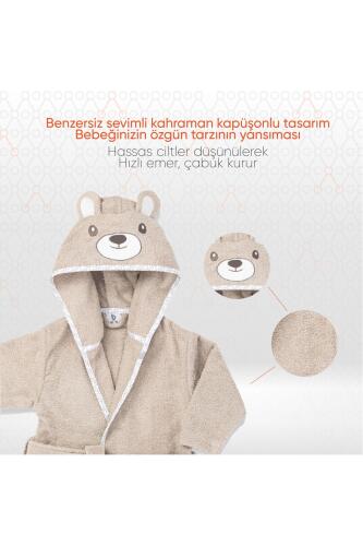 Gezenbebe Hero Kahraman Kapüşonlu Havlu Bebek Çocuk Bornozu - Teddy - 3