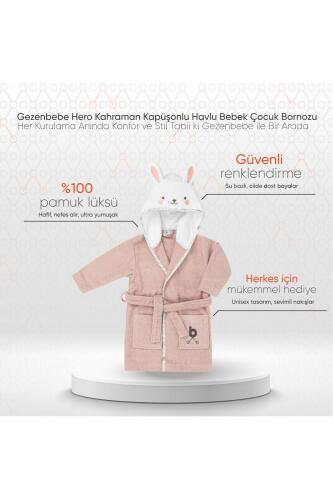 Gezenbebe Hero Kahraman Kapüşonlu Havlu Bebek Çocuk Bornozu - Bunny - 2