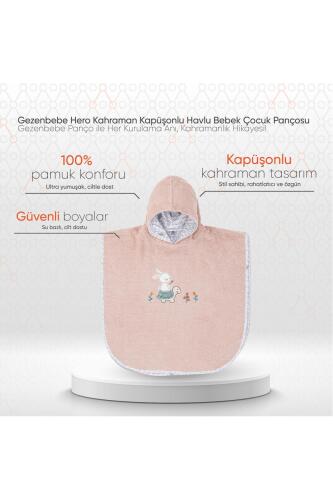 Gezenbebe Hero Kahraman Kapüşonlu Havlu Bebek Çocuk Pançosu Bunny - 2